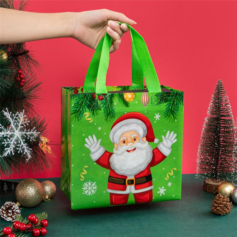 StoBag, Froh und Hell, Weihnachtliche Vliestaschen, Weihnachtsmann, Rentier, Schneeflocke, Verpackung für Geschenk, Wiederverwendbar, 12/30 Stück