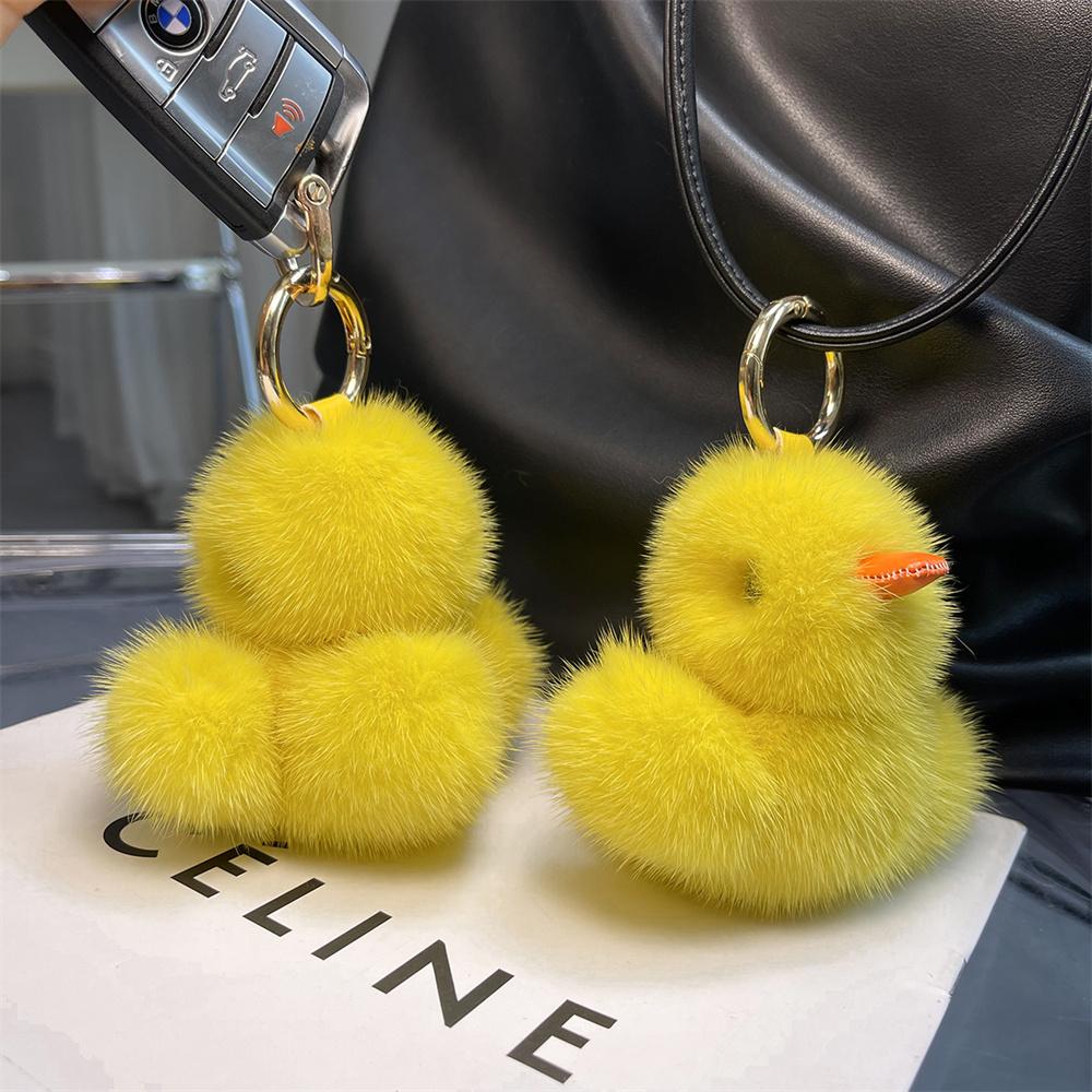 Mink Duck Keychain Keychains Pendant Bag Keyring Duck Plush Cartoon Key Chain Cute Pendant Childern's Birthday Toy Car Keychains