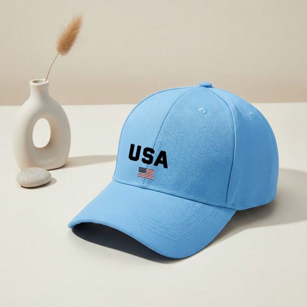 Patriotic Baseball Cap - 2026 USA Flag Print Polyester Adjustable Unisex Casual Outdoor Sports Vintage Washed Cap