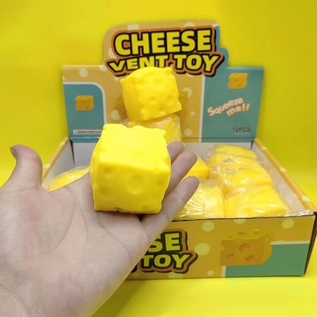 Stress Relief Toy - Simulated Square Cheese With Elasticity - Cheese For Stress Relief, Learning, Work And Venting - Gift Idea