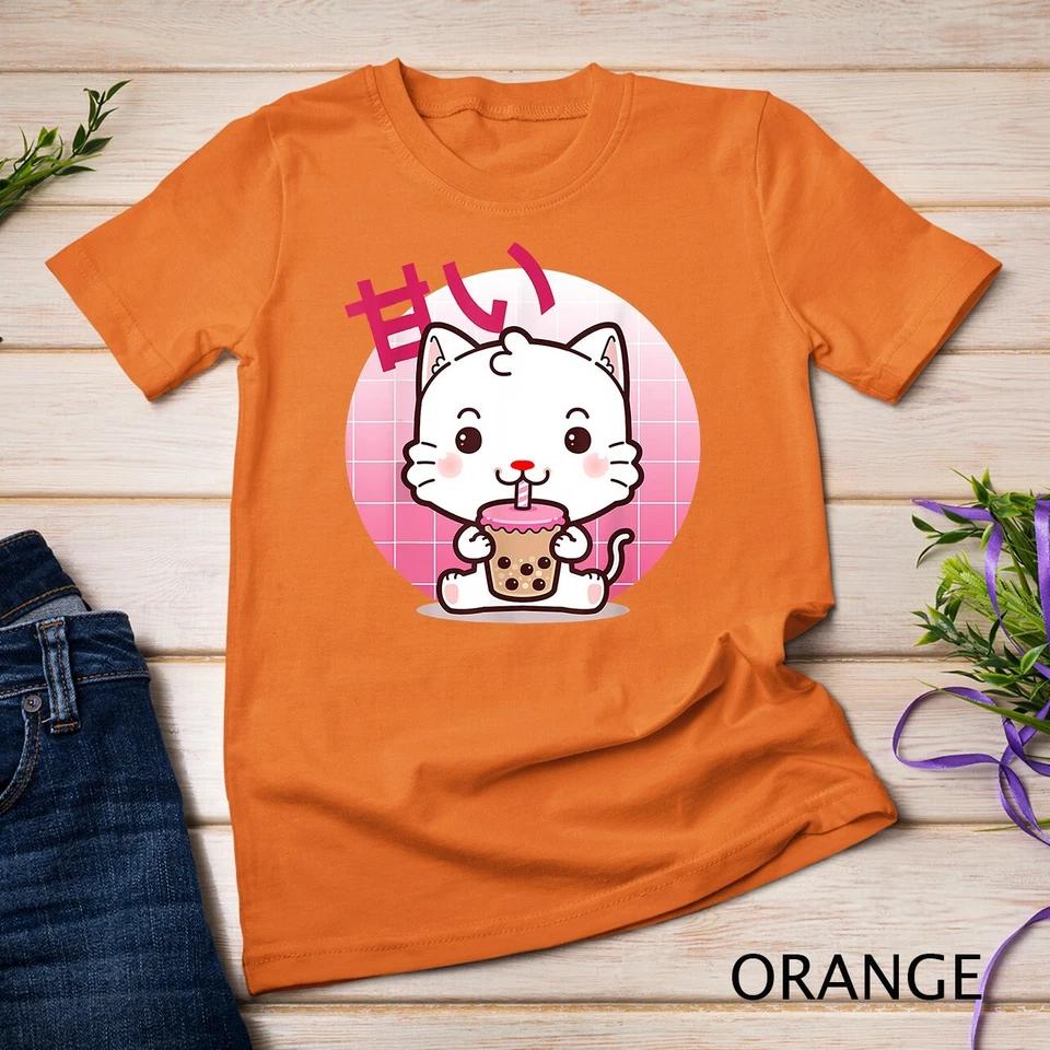 Cat Boba Tea Bubble Tea Anime Kawaii Neko Gifts Girls Teens Unisex T-shirt 5 S