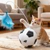 Cat Teaser Toy with Feather Soccer Tumbler Cat Teaser Toy Automatic Feather Kitten Wand Indoor Food Feeder Entertainment Pet
