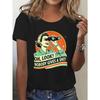 T-Shirt da Donna con Stampa Osservazione Binoculare Girocollo Manica Corta Top Grafico Casual