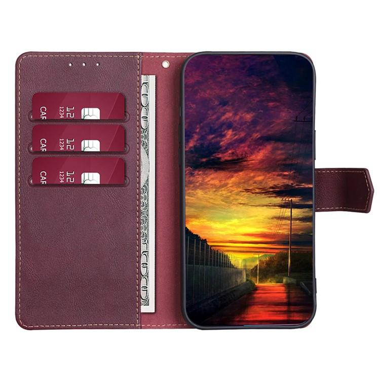 

For vivo Y29 4G Case Leather Phone Cover with RFID Blocking Wallet Wine Red