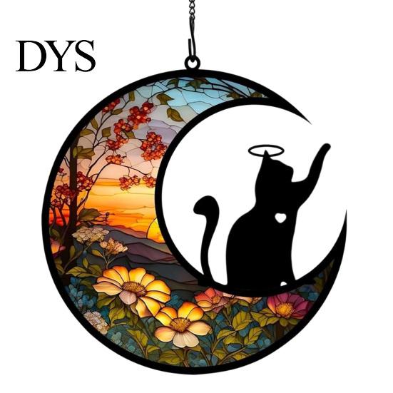 Personalized Pet Memorial Suncatcher Angel Cat Dog Sun Catcher Panel Stained Glass Tribute Ornament Window Hanging Ornaments Loss Sympathy Gift