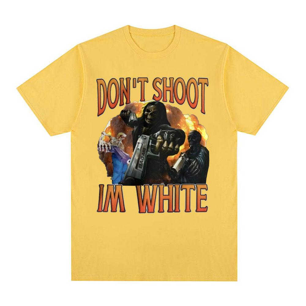 Vtipné Nestřílejte Jsem Bílý Meme Grafická Pánská Ležérní Humor Krátký Rukáv Tričko Unisex Vintage Móda Gotické Tričko