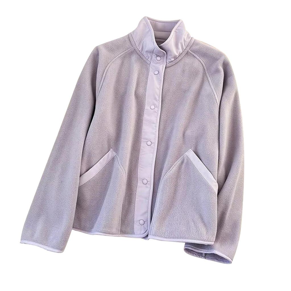 Women's Casual Patchwork Stand-collar Solid-color Long-sleeve Coat