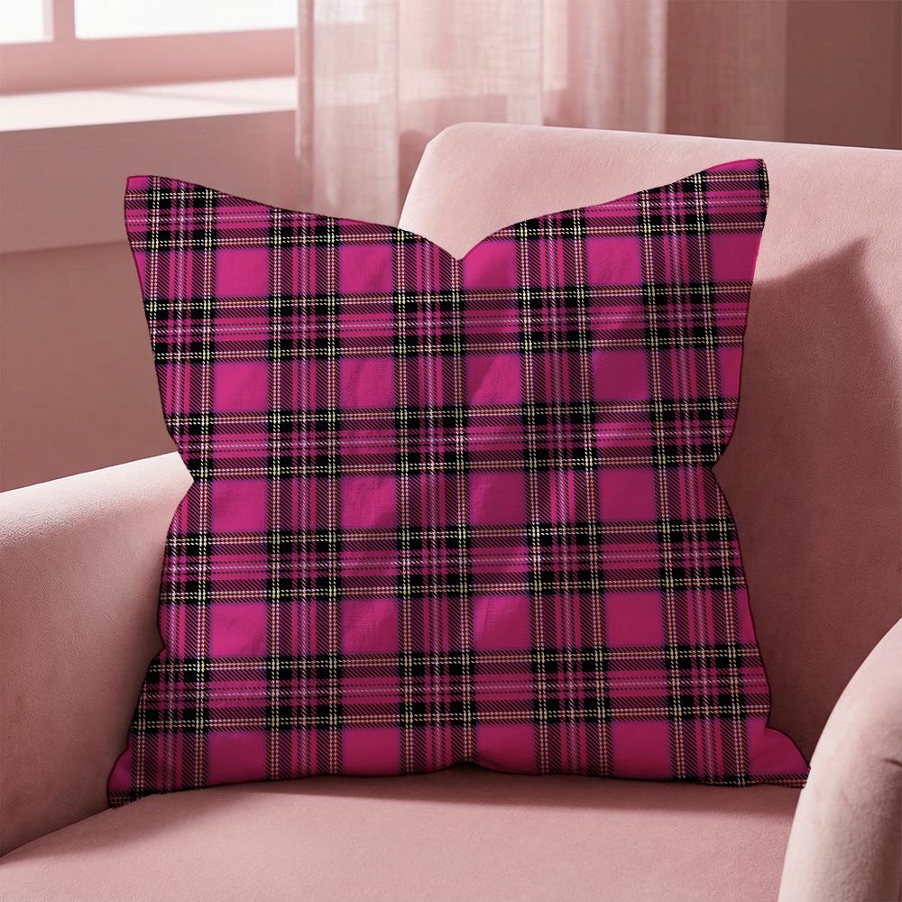 Checkered Pattern Cushion Cover MultiScene Pillow Cover for Home Car Reversible Soft Durable for Daily Use