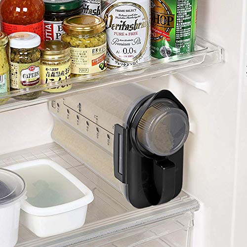 PEARL METAL [BLKP] Airtight Rice Container, 2.4kg Capacity, Made in Japan, Limited Edition, Black, Refrigerator-Friendly, Handy Rice Storage Container