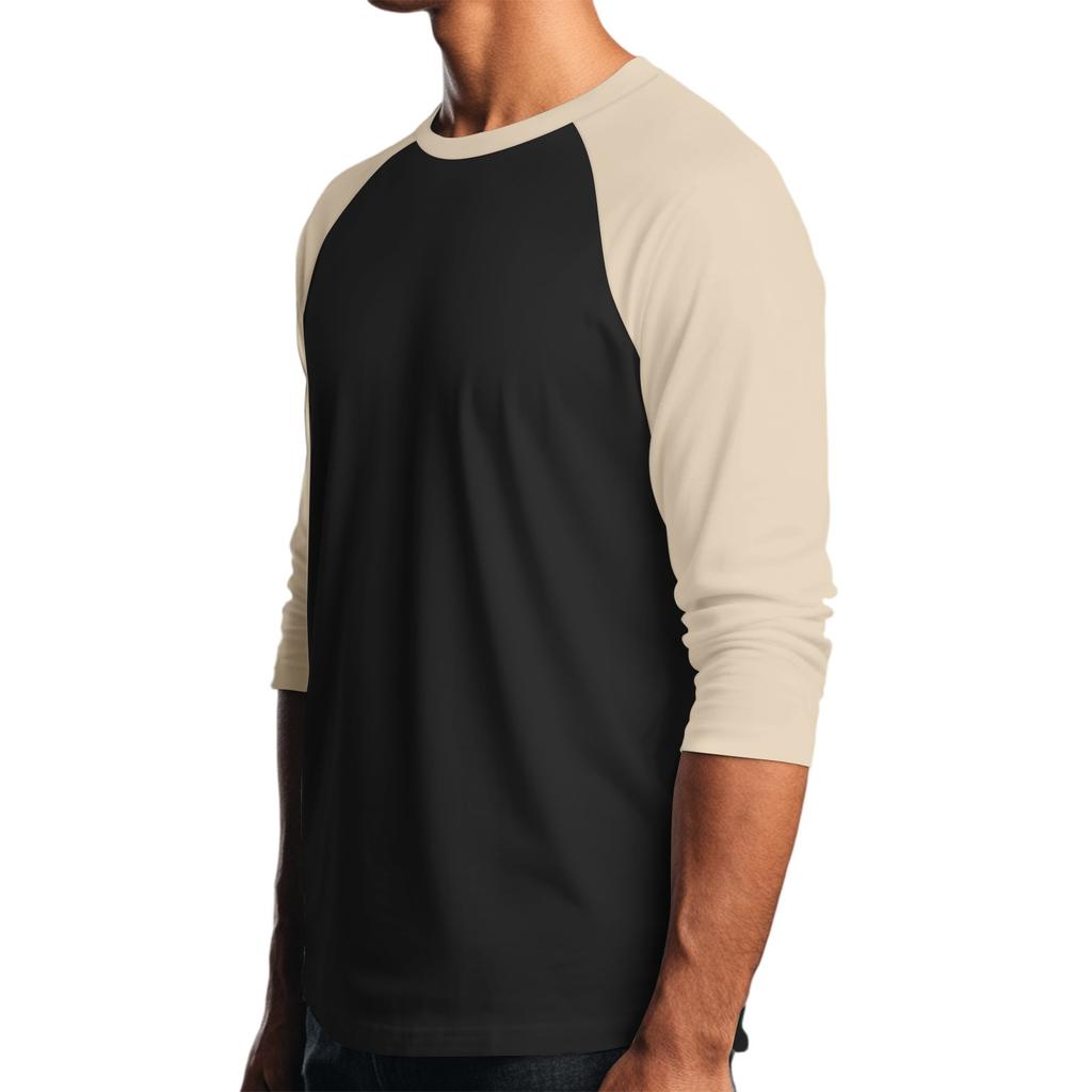 Men's Round Neck Contrast Color Raglan Three-quarter Sleeve Top T-shirt