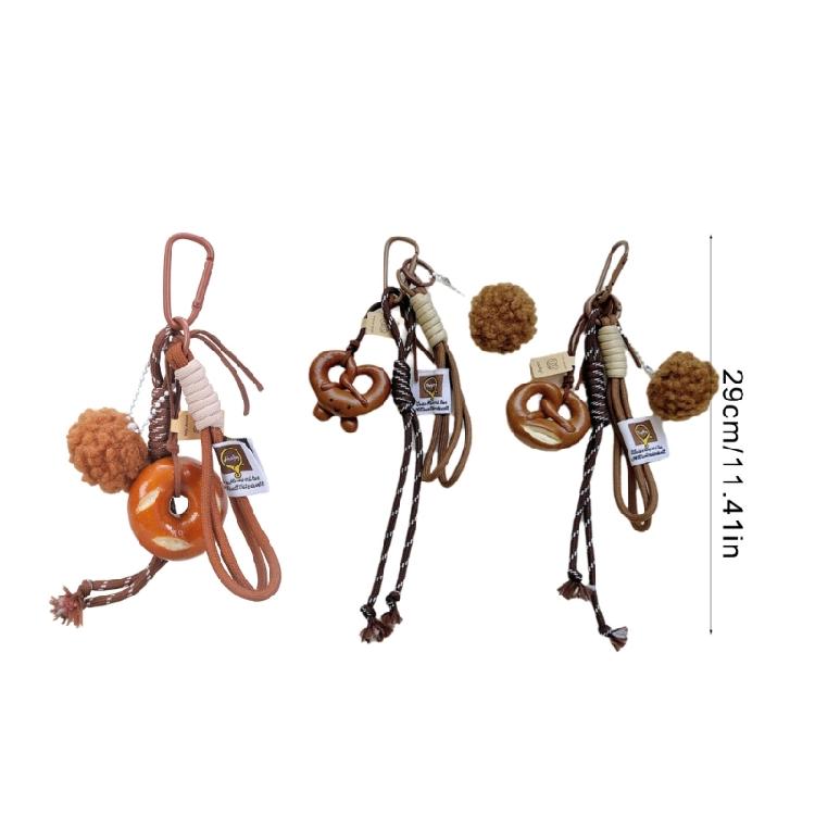 Unique Alkaline Bread Shape Braided Rope Pendant Unique Bag Charm for Those Seeking Distinctive Fashion Accessories