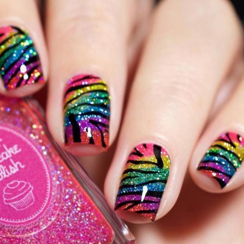 

Press on Nail French Tip Fake Nail Square Nail Tip Full Cover False Nail with Glitters Design Artificial Acrylic Nail 1