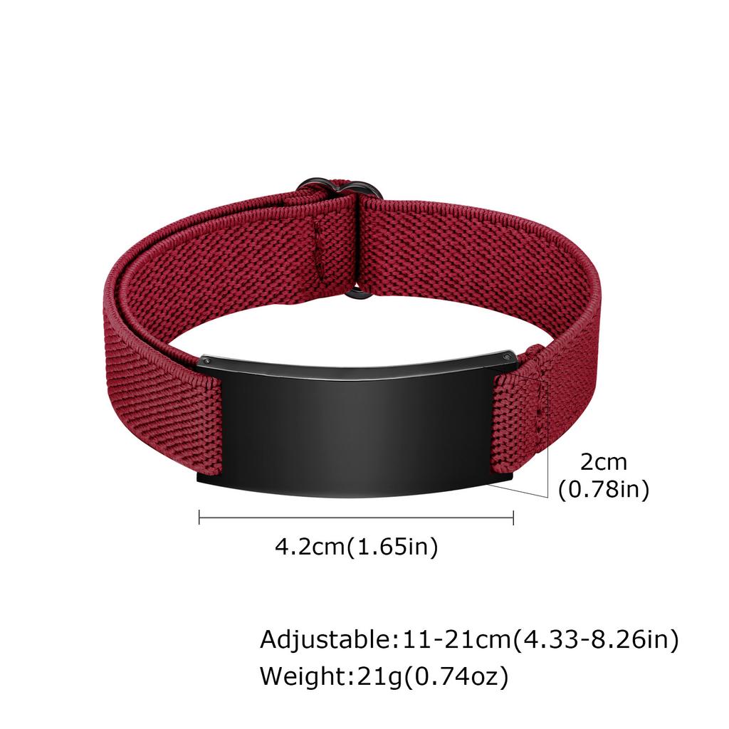 Personalized Elastic Fabric Nylon Bracelets for Men Women,Carving Name Sentence Friend Stainless Steel Wristband,Jewelry Gifts