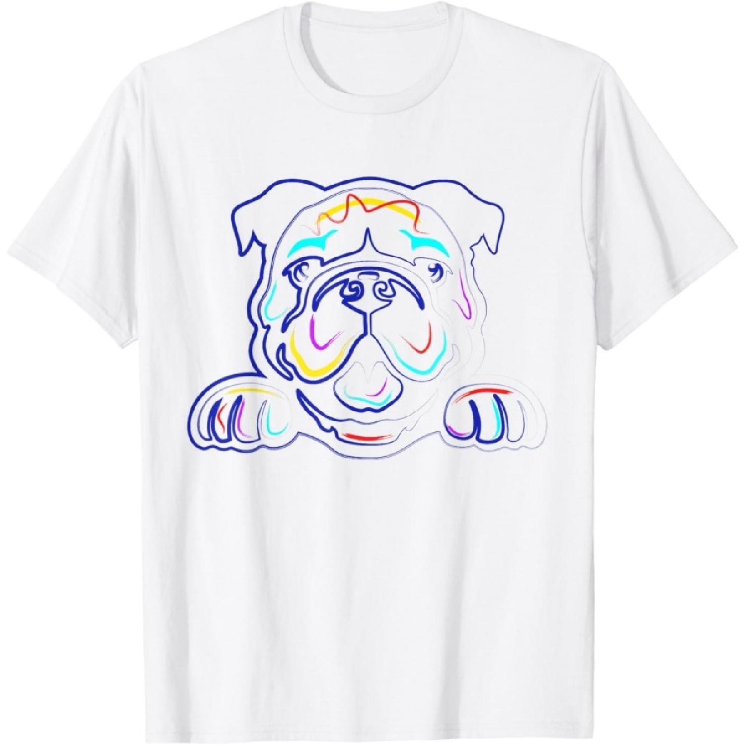 

English Bulldog Lovers Shirts _ Line Drawing Artsy Bulldog T-Shirt XXXXXL білий