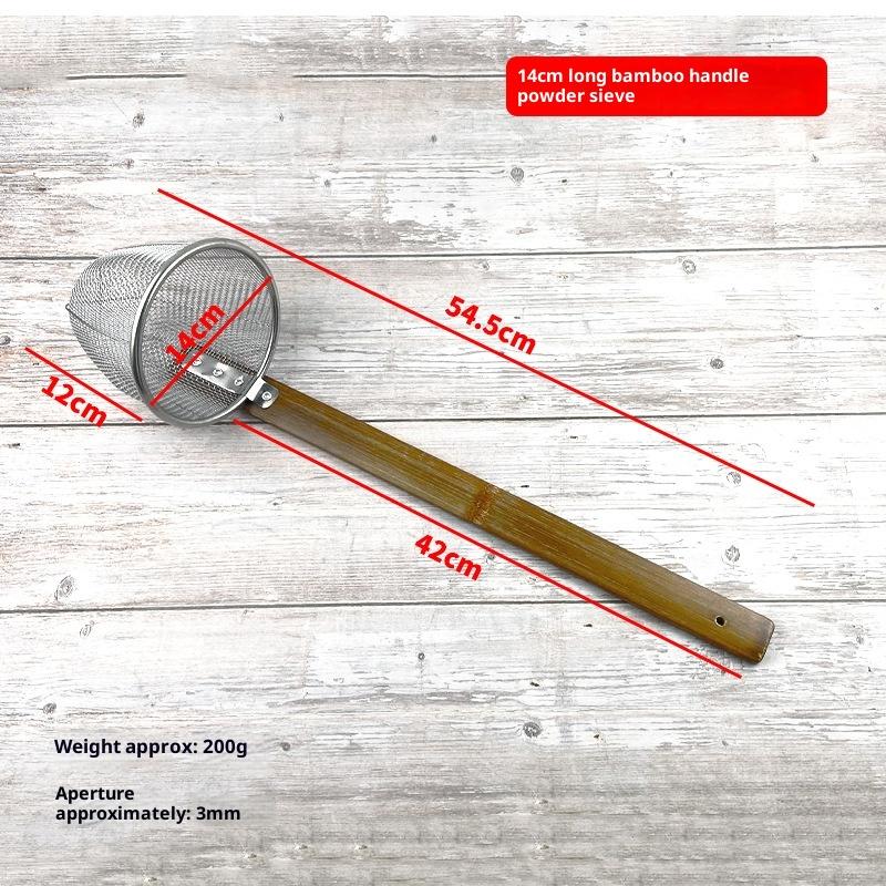 Durkslagskorg i rostfritt stål med bambuhandtag Fin sil för nudlar pasta hot pot köksredskap friteringsfilter