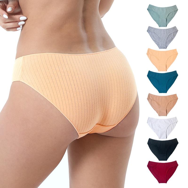 Women's Summer Thin Style No Trace Not Clip Hip Low Waist Pure Cotton Underwear