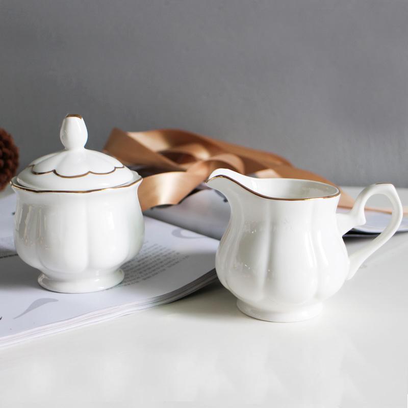Sugar Bowl With Lid, Milk Jug, Bone China, Family Cafe, Coffee Shop Set, Gold Line Sauce Creamer Pot, Candy Jar, Modern Fashion