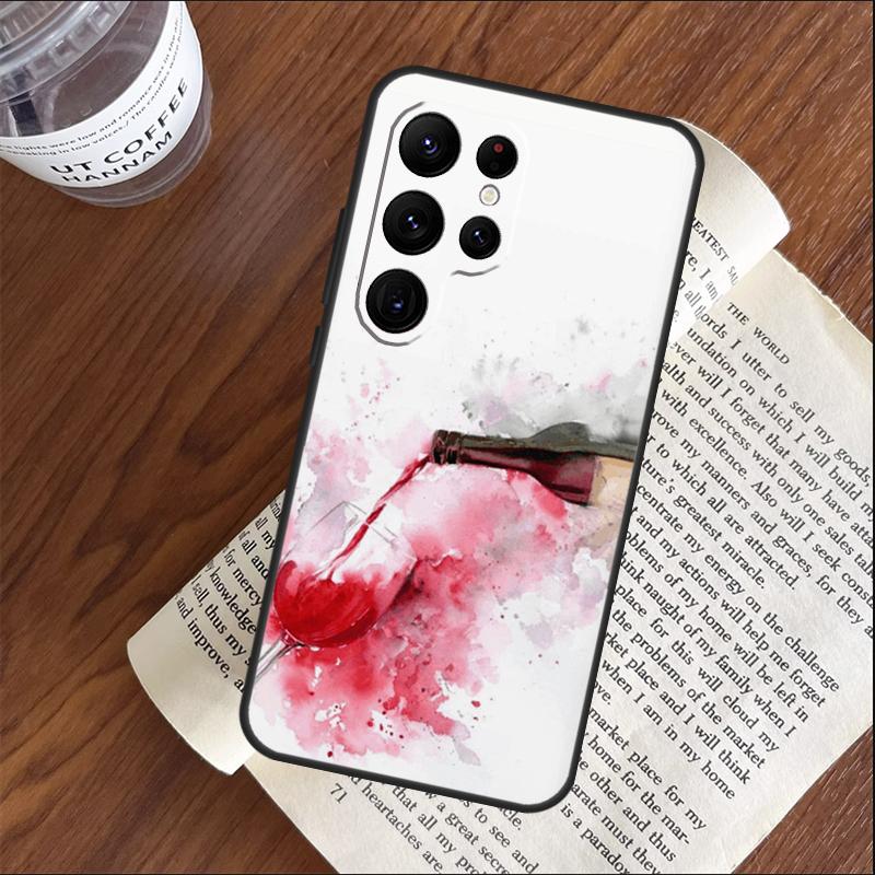Red Wine Glass Art Phone Case For Samsung Galaxy S25 S23 S22 S21 Ultra S9 S10 S20 Plus S24 FE Funda Cover Shell