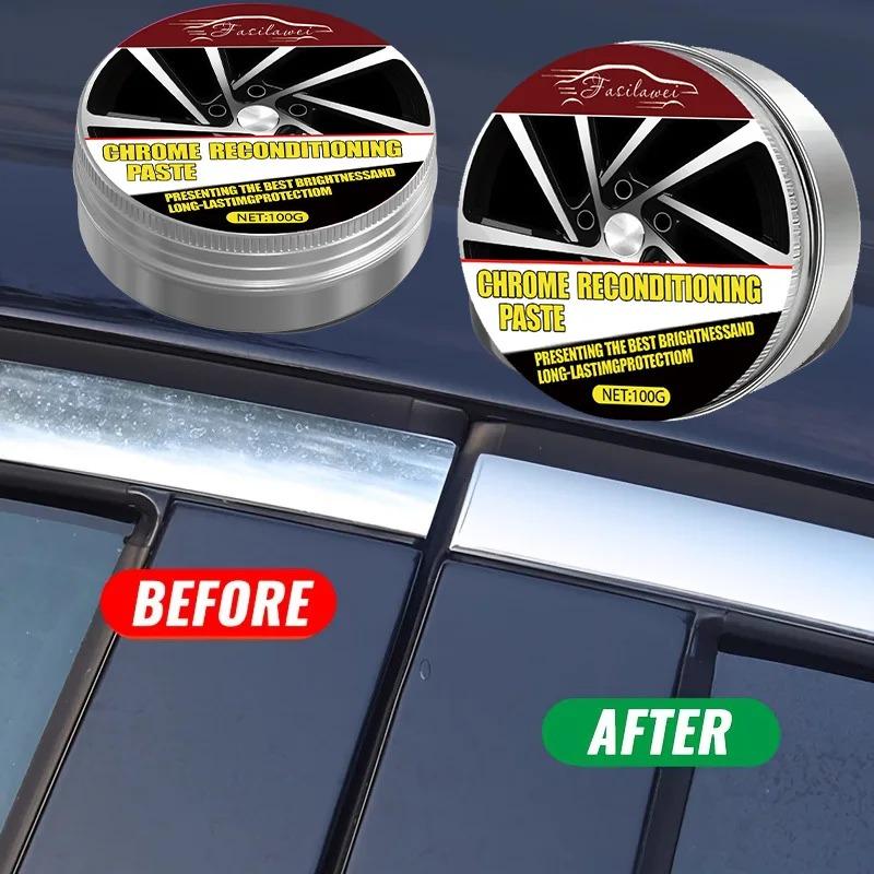 Chrome Shine Restorer for Car Windows & Metal Surfaces - Rust Remover and Polishing Paste, Removes Stains & Oxidation, Restores