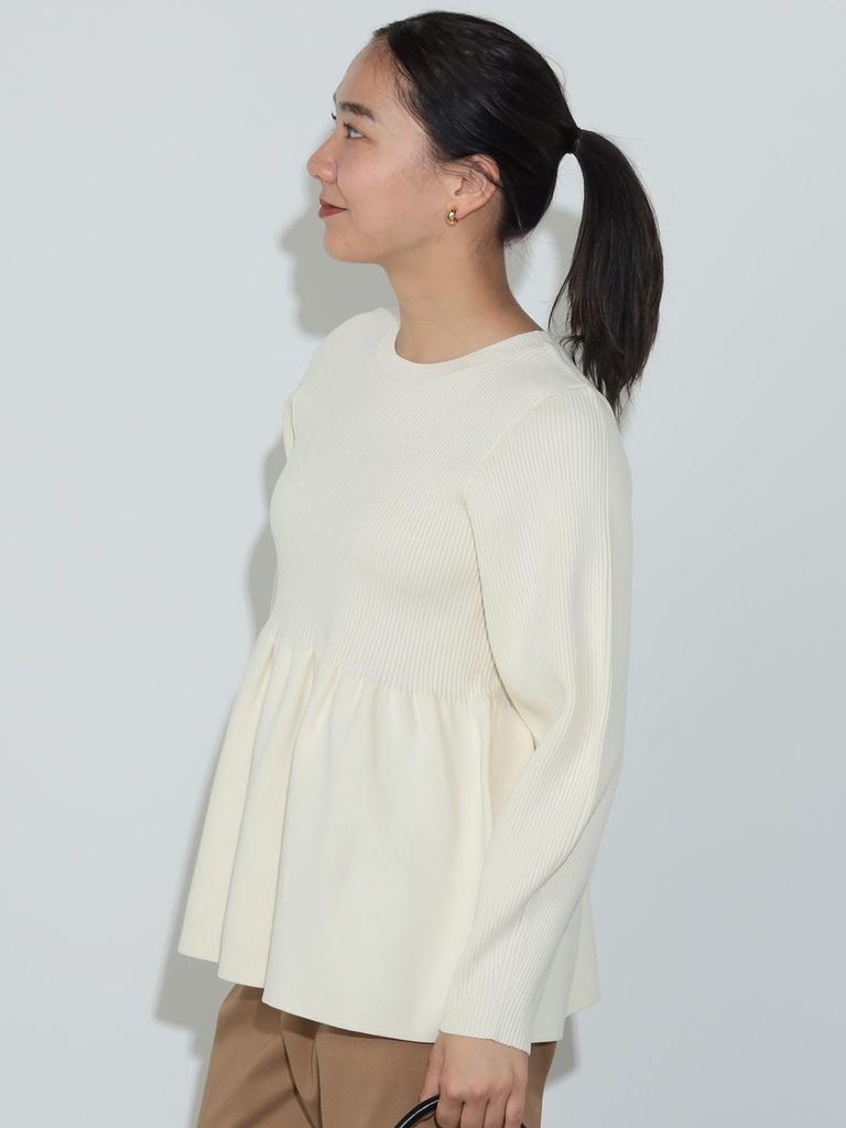 Knit Peplum Form Pullover Knit IVORY ONE SIZE [Beams Heart] L/S Women's