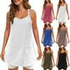 Summer 2025 Cotton Linen Solid Color Loose Fit Short Sleeve Dress