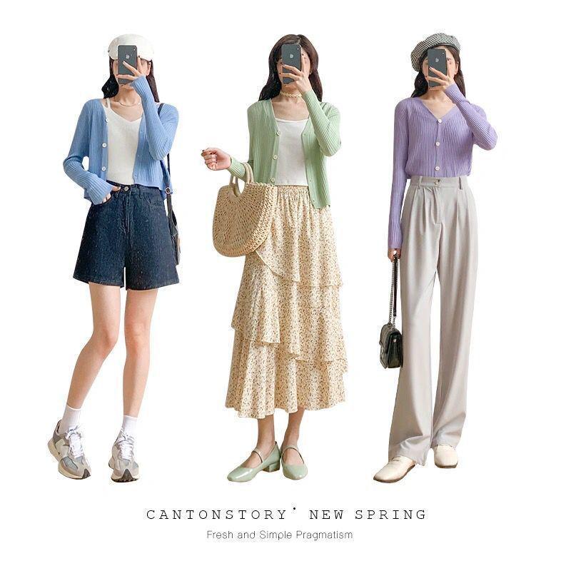 Women's Ice Silk Knit Cardigan - Short Style for Spring & Summer