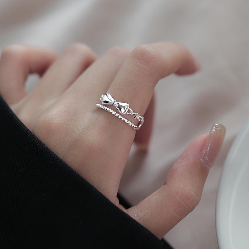 

2024 Double Layer Bow Adjustable Ring for Women - Sweet, Exquisite Design for Index Finger