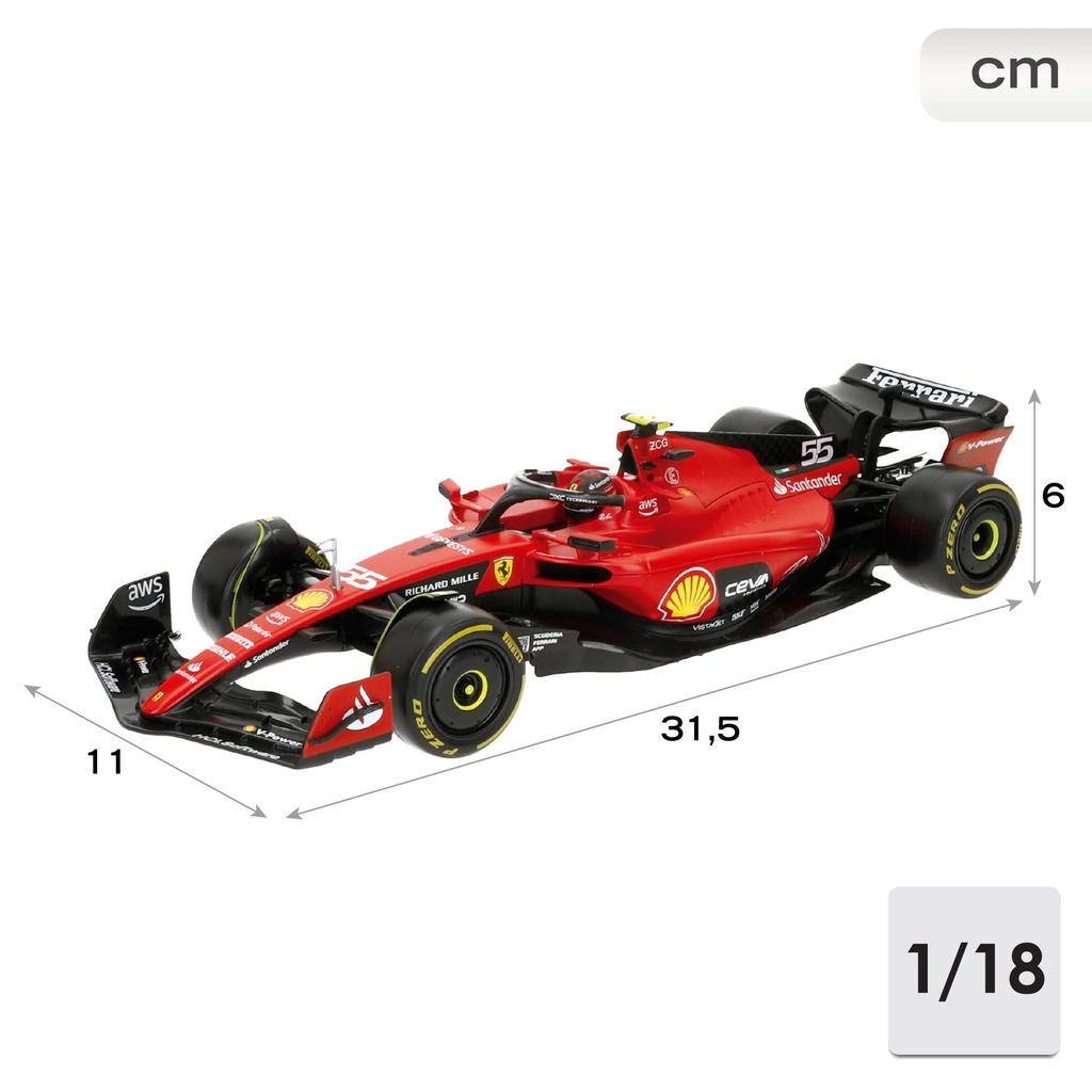 BBURAGO Scale Ferrari Sainz 2023 Red 1/18 SF-23 C. #55 BR-18-16812CS