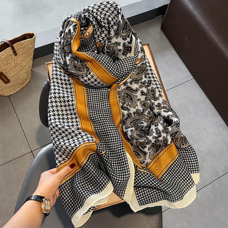 Luxury New Women Cotton Scarf Large Shawls Pashmina Hijab Foulard Echarpe Brand Designer Print Lady Beach Stole Head Scarves