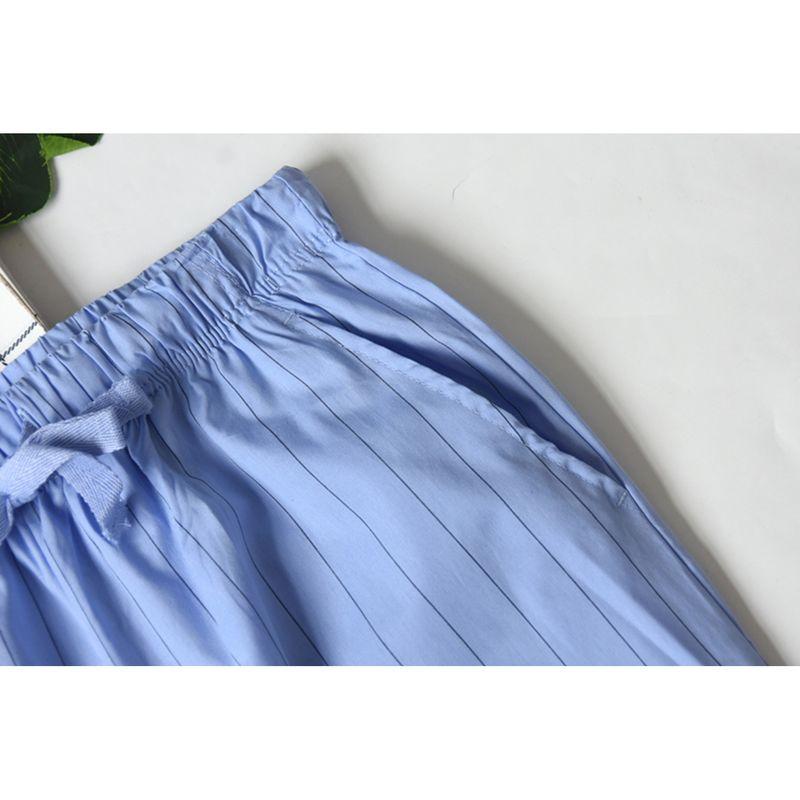 Foreign Trade Men's Plus size round Neck Short sleeve Trousers Pajamas Set Summer Thin Cotton Can Be Worn outside Casual Home Wear