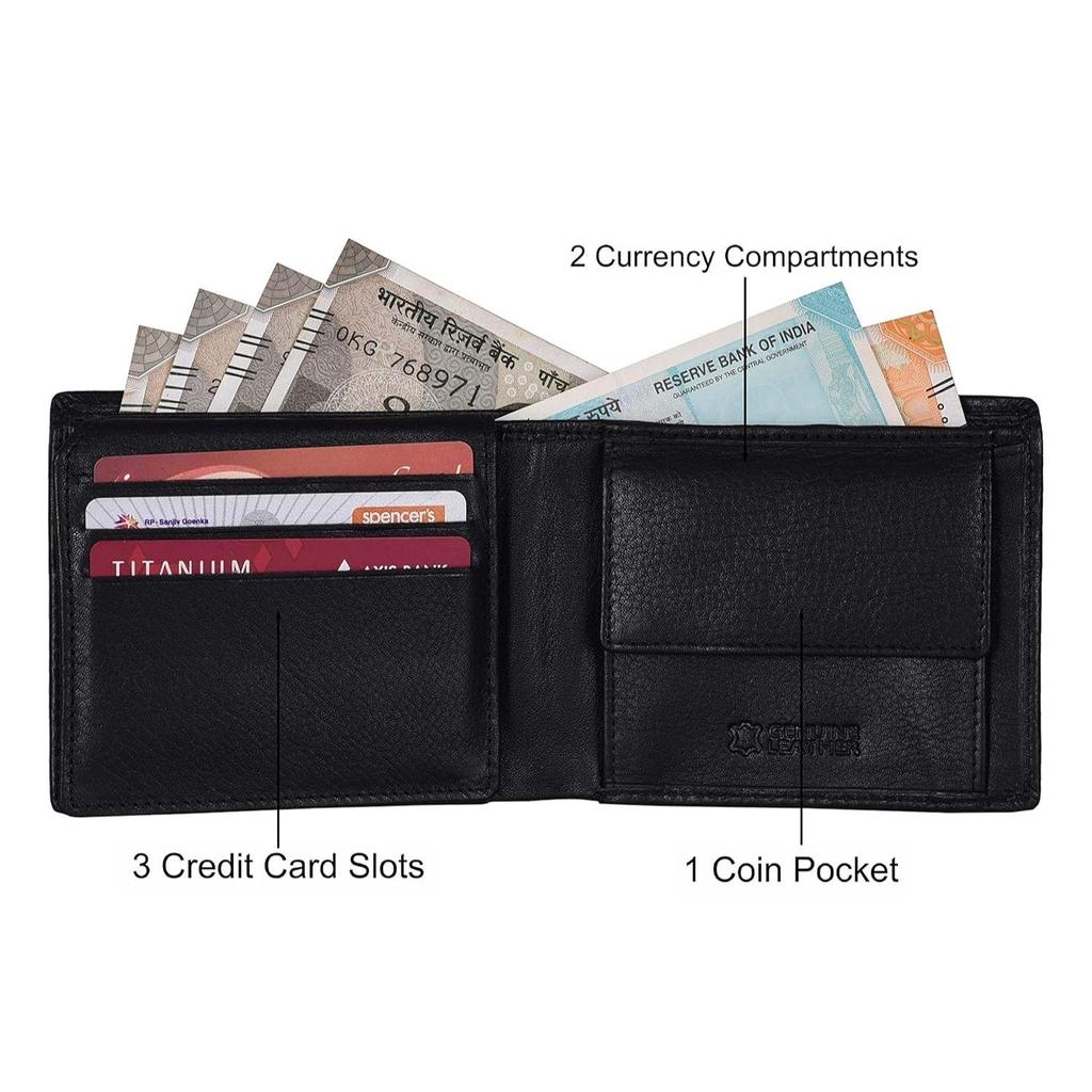 Carl Black Mens Leather Wallet for Men