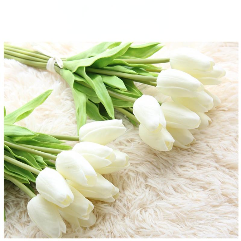 10Pcs  34cm Artificial Floral Tulip Bouquet Real Touch Flowers for Home Decoration Wedding Decor