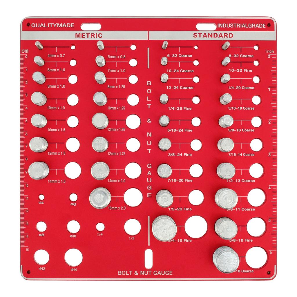 Aluminum Alloy Bolt Nut Gauge for Workshop Garage 34 Holes Bolt Size Thread Gauge Multifunctional Nut Bolt Thread Checker New