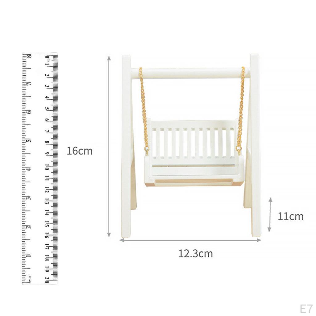 /12 Exquisite Miniature Wooden Porch Swing for Garden Doll Craft Kids Pretend Play Toy