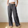 Pantaloni Larghi da Donna a Vestibilità Larga, Pantaloni Casual a Vestibilità Larga, Vita Alta Elastica, Pantaloni Lunghi con Tasche