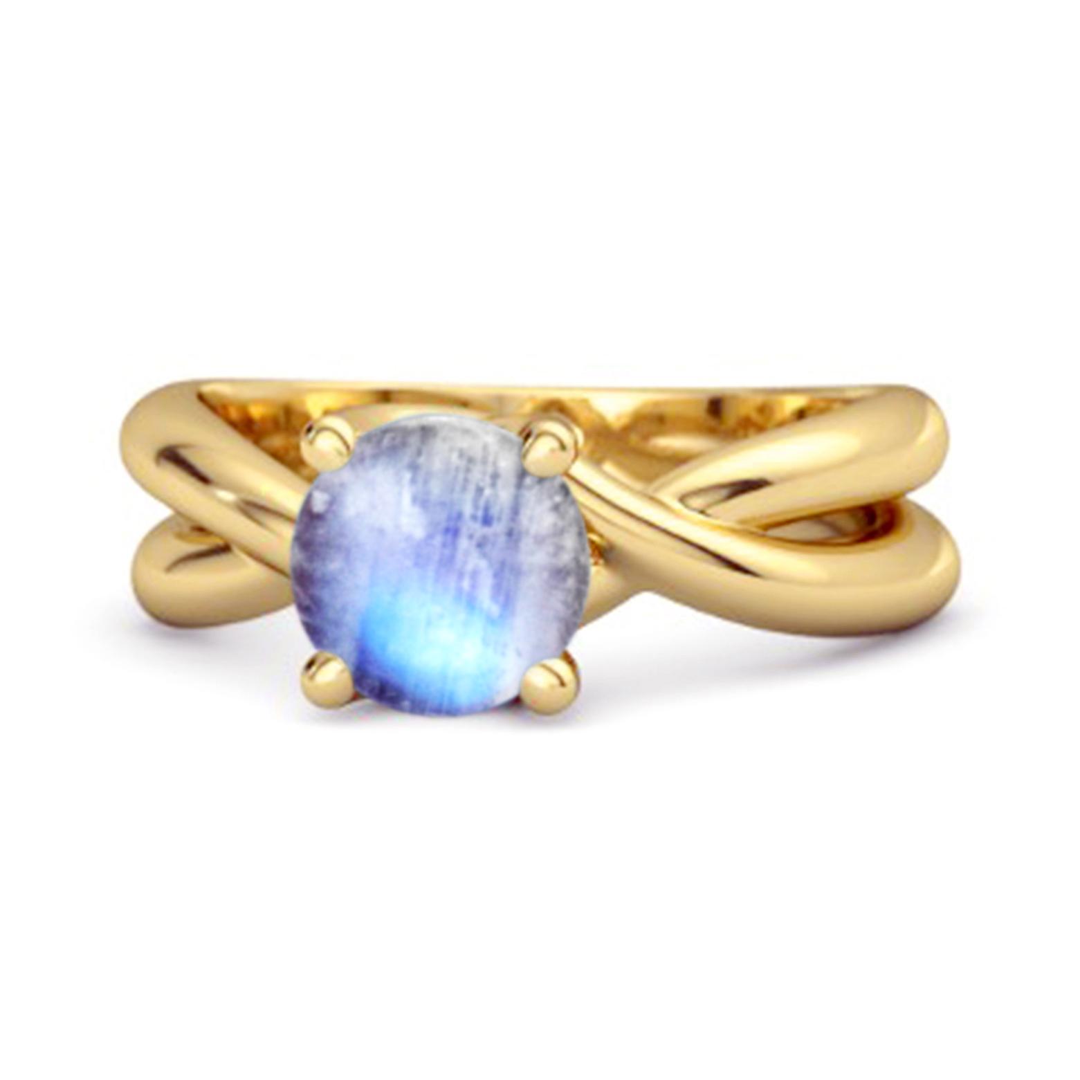 

Moonstone Crisscross Band Ring - 925 Sterling Silver Gold Vermeil 8.5 золотий/жовтий