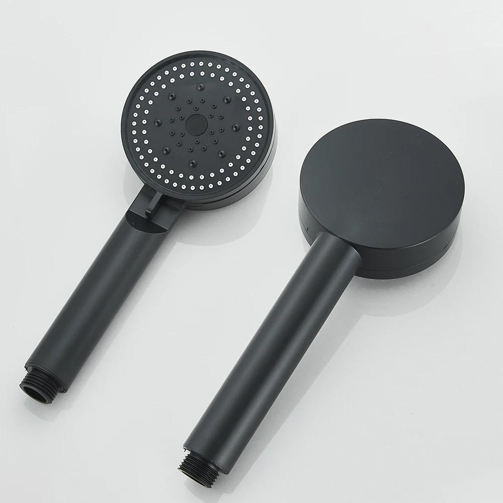 Black Water Saving Shower Head 5 Modes Adjustable High Pressure Shower Handheld Head Handshower Head Plastic Bracket 150cm Hose