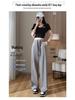 Petite Checkered Ice Silk Wide Leg Pants - Summer Elastic Waist, Slimming, Loose Casual Fit for Women