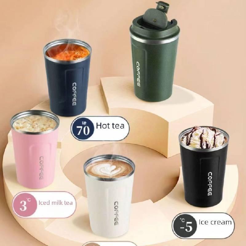 Large Capacity Stainless Steel Vacuum Insulated Coffee Cup Creative Minimalist Car Water Mug