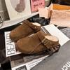 Fashion Outdoor Casual Slippers Women 2024 Shoes Female Closed Toe Women's Slippers Buckle Round Toe Platform Flat with Warm Shoes Women