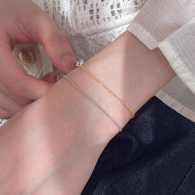 Bracciale con Perle Rotonde in Argento Sterling S925 Placcato Oro 18K - Stile Giapponese, Raffinato Sovrapponibile per Donna