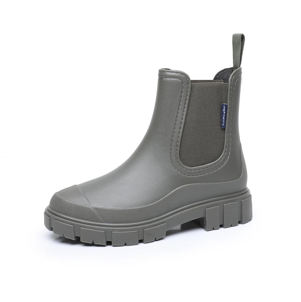 Women's Fashion Ankle Rain Boots: Elastic Chelsea, Non-Slip, Waterproof Waders