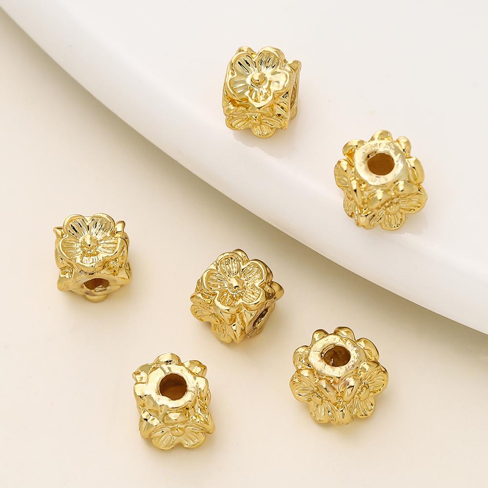 20/50 Stück/Los 14K/18K Goldfarbe Beschichtet Quadratische Form Blume Abstandshalter Perlen für DIY Armband Halskette Schmuckherstellung Zubehör
