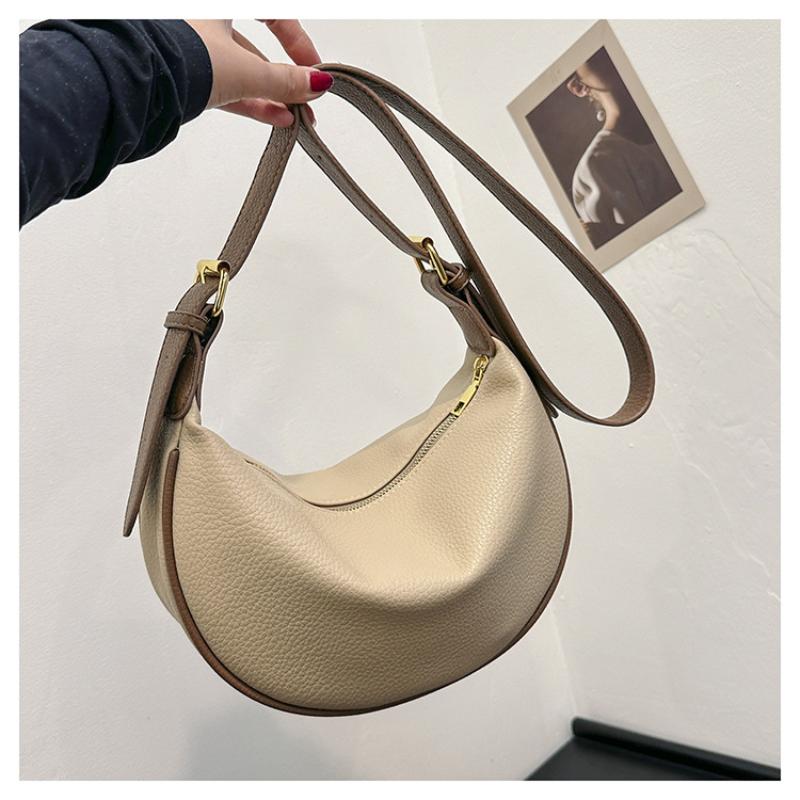 Fashion Soft Leather Crescent Crossbody Bags Casual Hobo Sling Shoulder Bag With Adjustable Strap Roomy For Daily Commute Travel