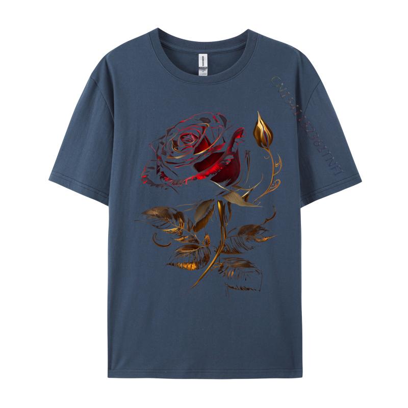 Deep Red Rose Black And Gold for Normal Man 2024 New Design Luxury Designer T-Shirts Cotton Fabric Men Tshirt Europe Tees