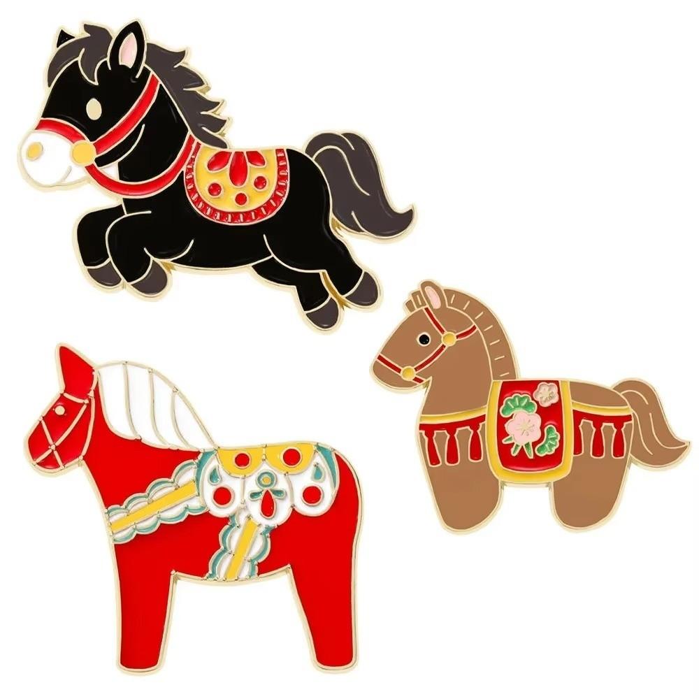 Decorative Zodiac Horse Brooch Zinc Zinc Alloy Steed Brooch Creative Lapel Pin  Backpack Decoration