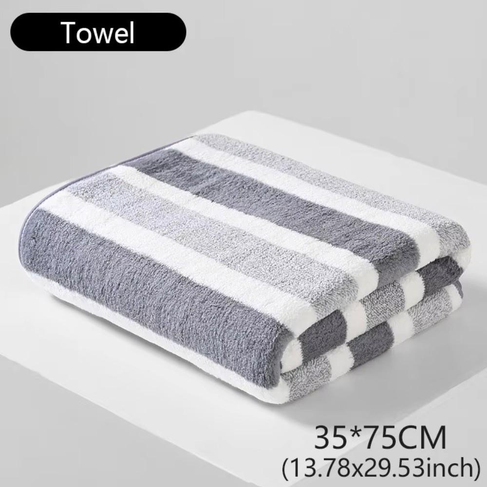 New Thickened Soft Face Towel Quick Absorbent Coral Velvet Cotton Towel Striped Pattern Solid Color Hand Towel Household
