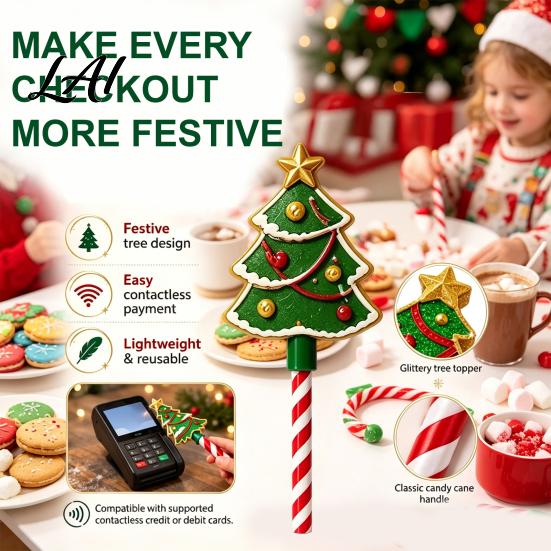 Bacchetta da ballo con design a fiocco di neve Bacchetta di Natale Portacarte di credito per pagamenti contactless con caramelle Gadget festivo novità Manico per bastone Stampa 3D Checkout