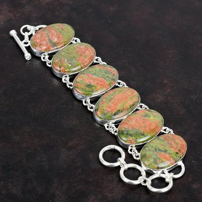 Unakite Gemstone Bracelet 925 Sterling Silver Bracelet Adjustable Chain Bracelet Antique Jewelry Handmade Amazing Bracelet Anniversary Gifts