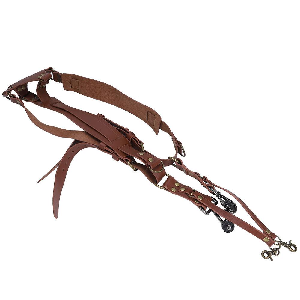 Camera Strap Leather Double Shoulder Harness Strap Photography Accessories for DSLR CamerasBrown